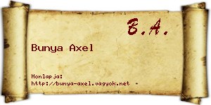 Bunya Axel névjegykártya